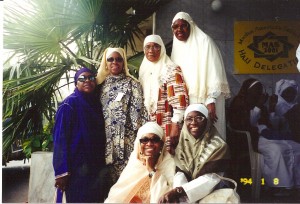 On the steps of our hotel in Mecca, ladies from our 2001 U.S. Hajj delegation.